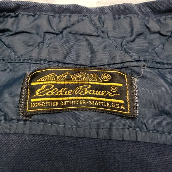 Vintage Eddie Bauer Shirt Mens Small Blue Pockets Snap Up Long Sleeve - Picture 4 of 8